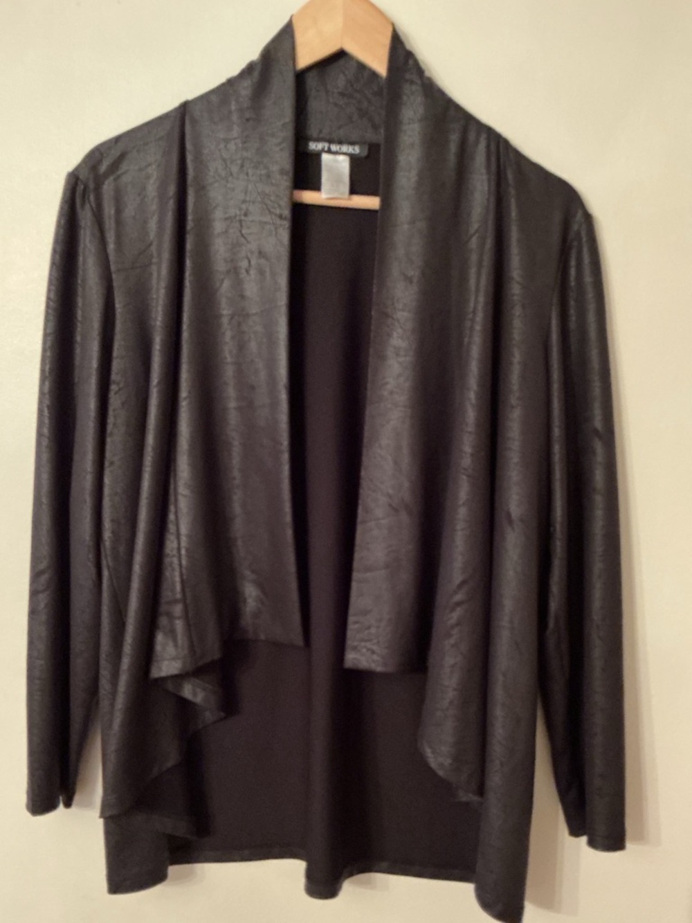 Soft Works Women's Black Draped Open-Front Jacket